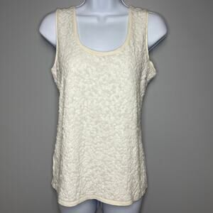 LOFT Ivory Matte Sequin Neutral Minimalist Layering Tank Top Womens Sz S